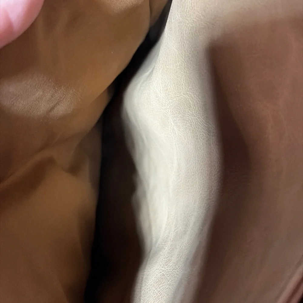 Relic Two-Tone Brown & Cream Leather Tote with Black Straps